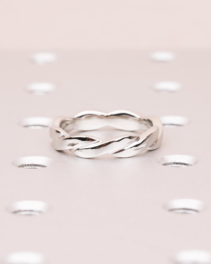 4mm Braided Wedding Ring, Infinity Twist Wedding Band, Twisted Rope Ring, Unique Statement Band, Platinum or 14K Solid Gold Stacking Ring image #3