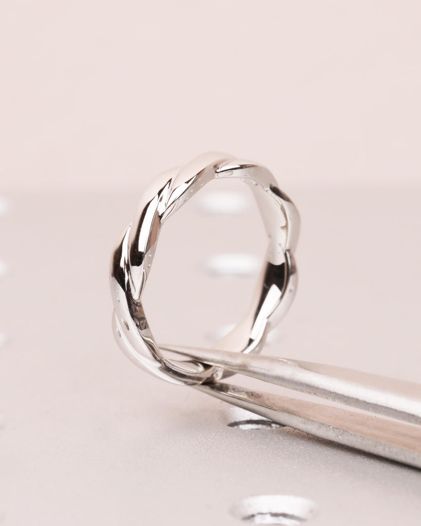 Braided Twist Ring, 4mm Wedding Band, Twisted Rope Wedding Ring, Dainty Stacking Ring, Platinum or 14K Solid Gold, Anniversary Gift for Her image #7
