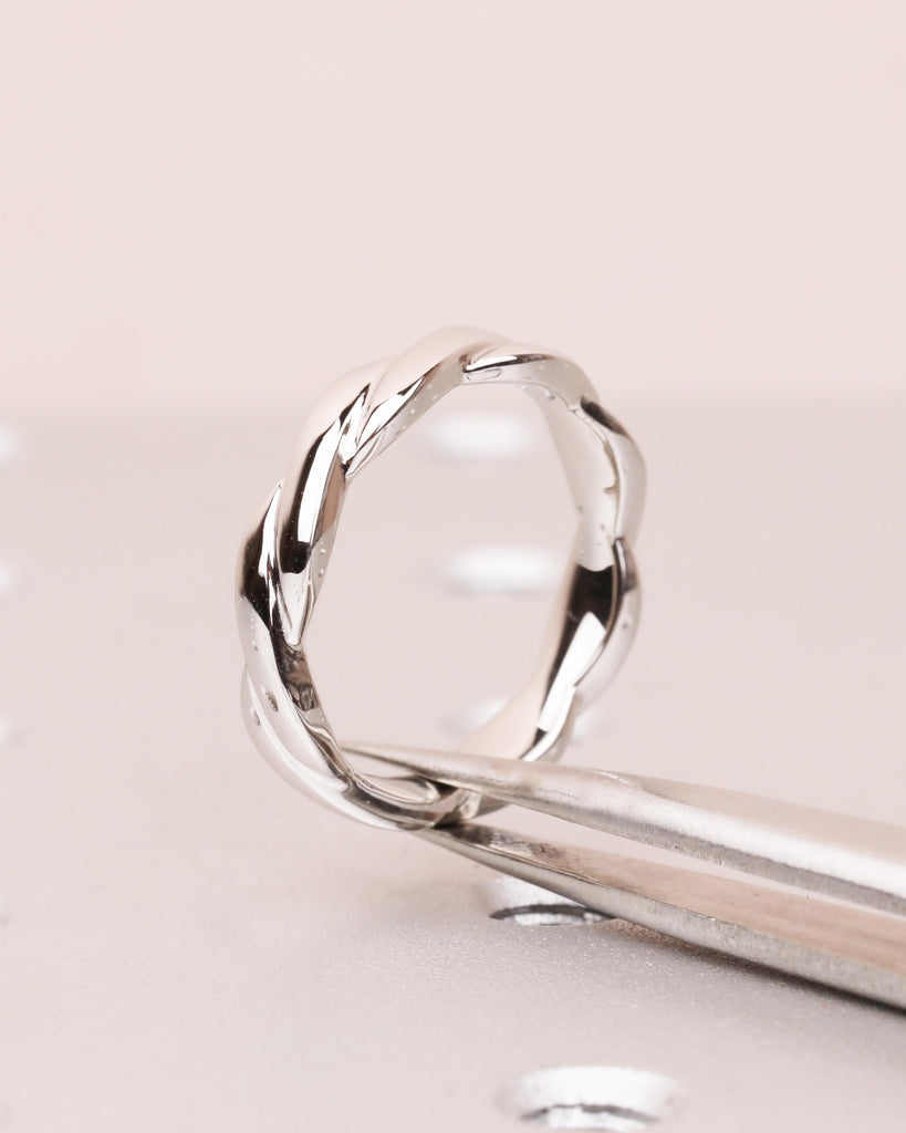 4mm Braided Wedding Ring, Infinity Twist Wedding Band, Twisted Rope Ring, Unique Statement Band, Platinum or 14K Solid Gold Stacking Ring image #5