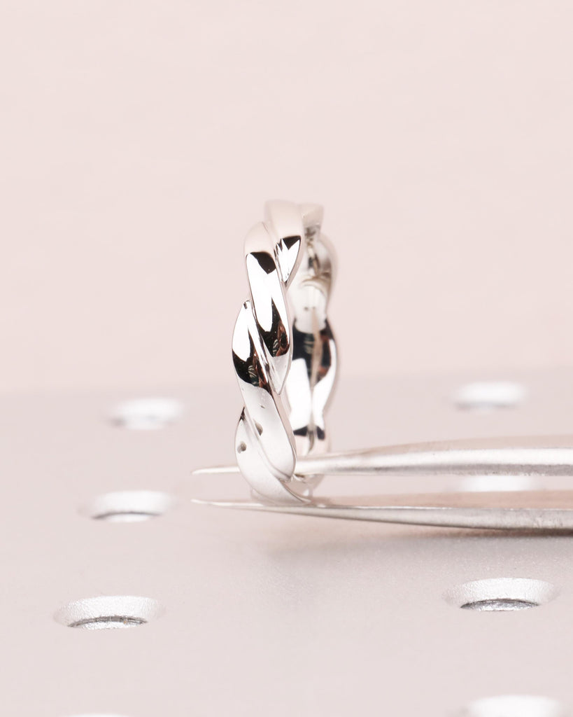 Braided Twist Ring, 4mm Wedding Band, Twisted Rope Wedding Ring, Dainty Stacking Ring, Platinum or 14K Solid Gold, Anniversary Gift for Her image #6