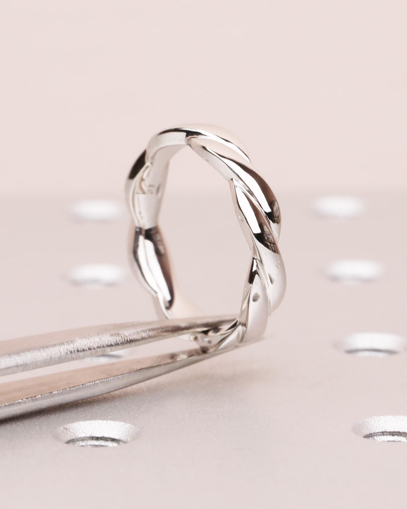 Braided Twist Ring, 4mm Wedding Band, Twisted Rope Wedding Ring, Dainty Stacking Ring, Platinum or 14K Solid Gold, Anniversary Gift for Her image #9