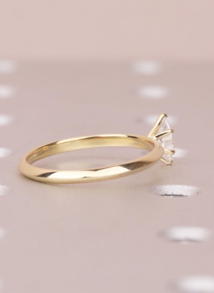 Dainty Minimalist Engagement Ring | Marquise Moissanite 14K Yellow Gold Solitaire Ring | Wedding Band For Woman | Proposal Ring For Her image #3