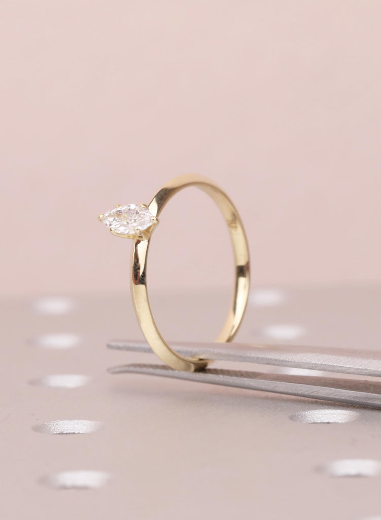 Solitaire Four Prong Setting VVS Marquise cut 0.5-4CT Moissanite Solid Gold Ring 14K 18K Gold or Platinum image #7