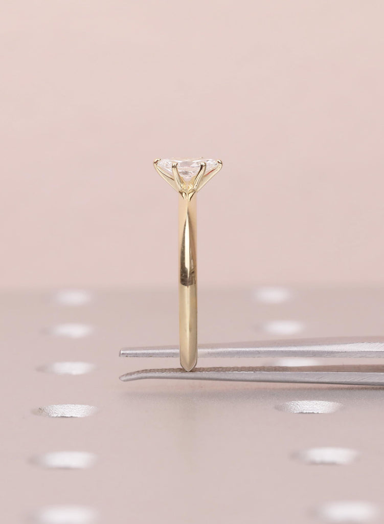 Dainty Minimalist Engagement Ring | Marquise Moissanite 14K Yellow Gold Solitaire Ring | Wedding Band For Woman | Proposal Ring For Her image #11