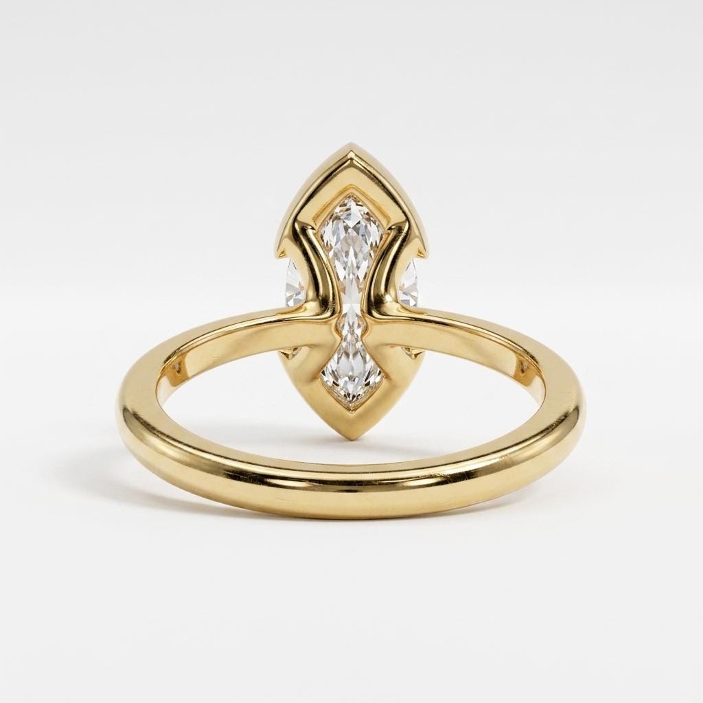Solid Gold Half Bezel Ring | Unique Proposal Ring | 1-4ct Moissanite Bridal Jewelry | Anniversary Gift for Wife image #7