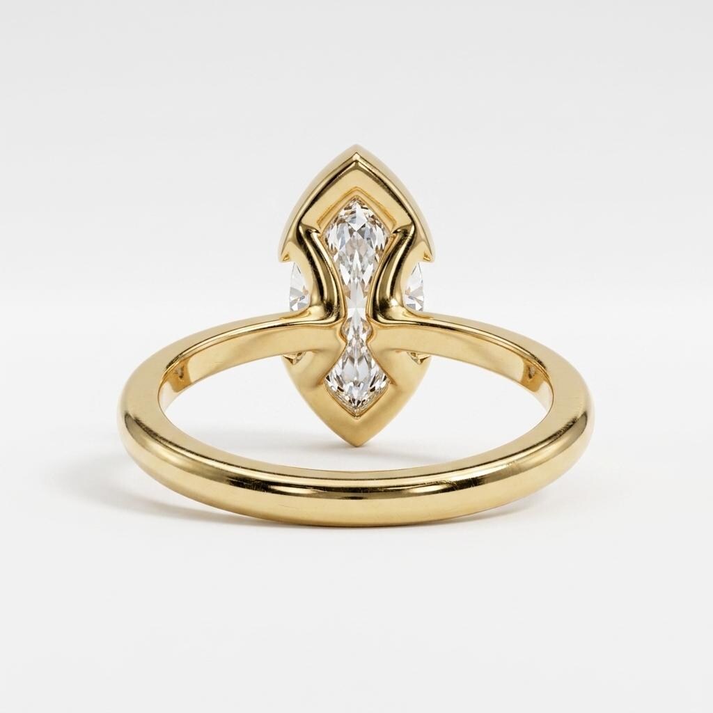 Marquise Moissanite Solitaire Engagement Rings for Women | 14k Gold Bezel Ring | Minimalist Jewelry Wedding Gift image #7