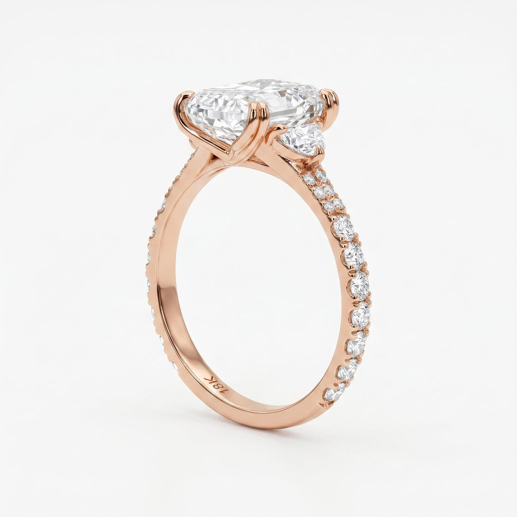 Lab Created Cushion Cut Diamond Engagement Ring, VVS-VS, 18k Rose Gold, Talon Prong Setting image #2
