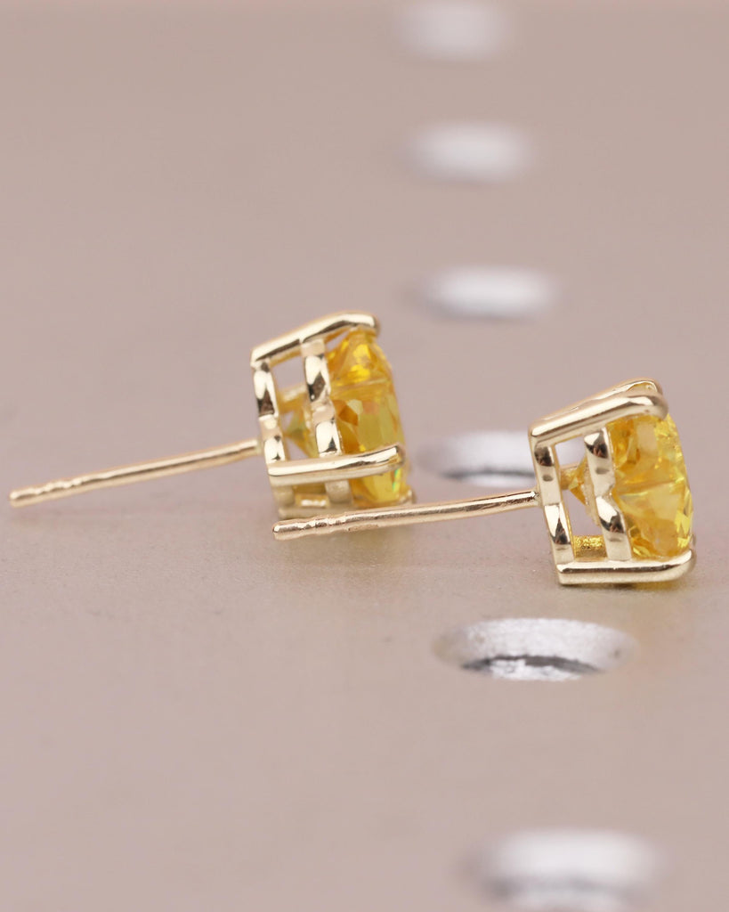 14k Yellow Gold Heart Shaped Yellow Sapphire Stud Earrings, Birthstone Jewelry image #18