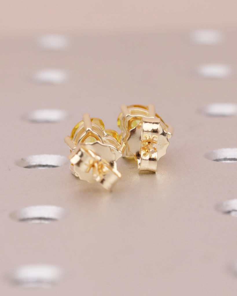 14k Solid Gold Stud Earrings for Women, Heart Cut Yellow Sapphire Earring Set, Hypoallergenic September Birthstone Earring, Gemstone Jewelry image #14
