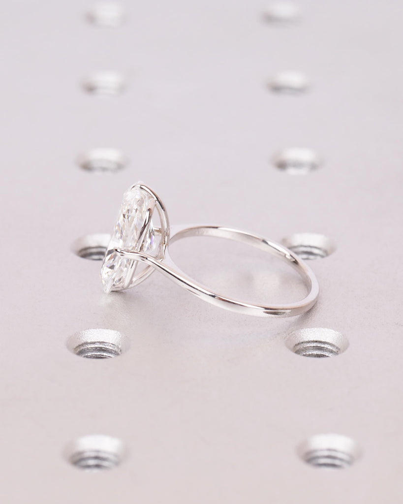 5CT Cushion Cut Lab Grown Diamond Ring: Elongated Cushion Cut Solitaire, Compass Prong Cathedral Setting, Gold Engagement Ring image #7