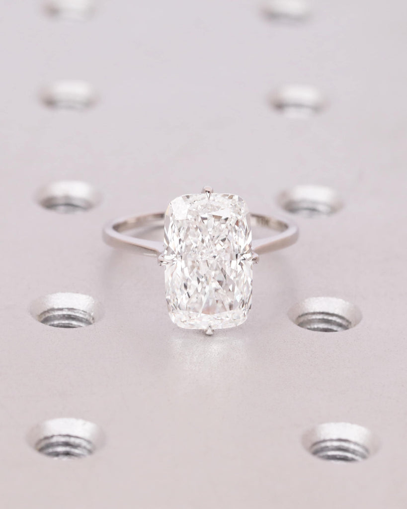 Elongated Cushion Cut Solitaire Engagement Ring, Lab Grown Diamond Ring, Minimalist 4-Prong Cathedral Set Promise Ring, 14k Gold Bridal Ring image #3