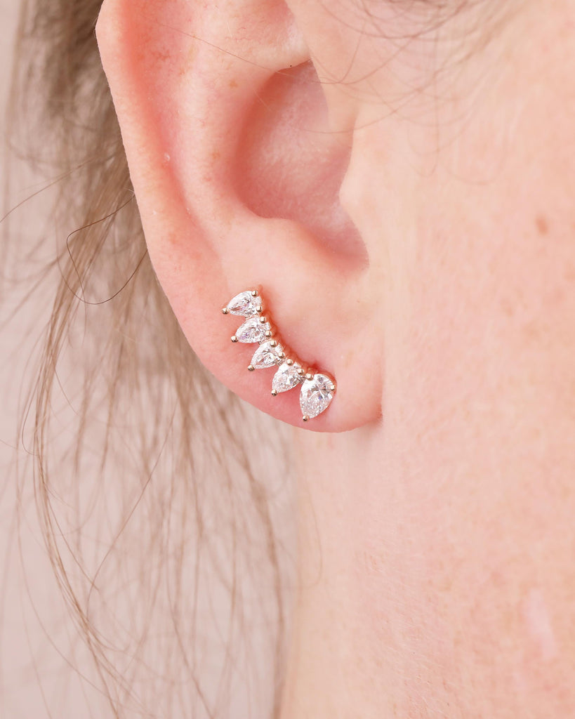 Pear Cut Moissanite Cluster Earrings Women