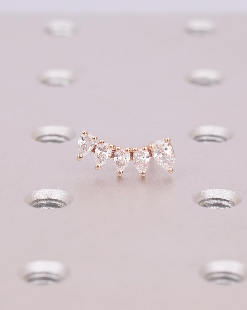 14k Rose Gold Earring, Pear Cut Natural Diamond Earrings for Wedding, Bridal Jewelry image #6
