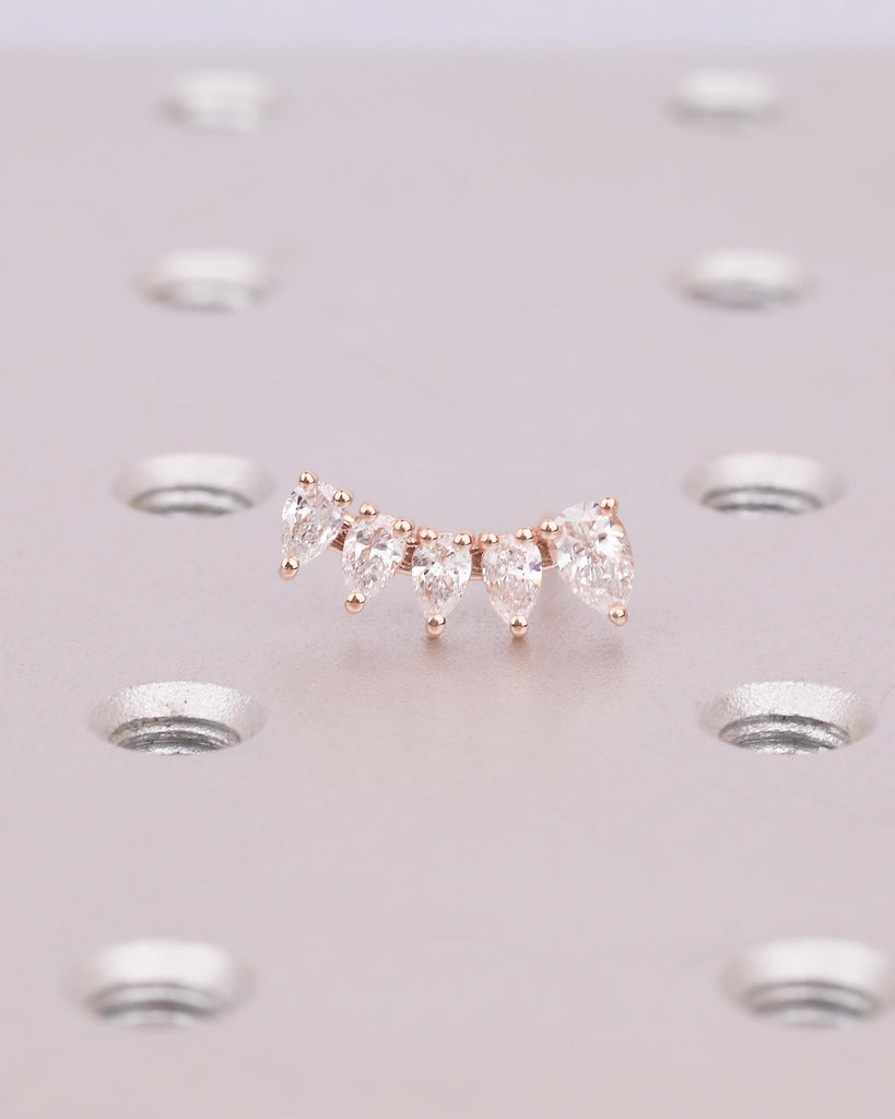 Pear Cut Moissanite Cluster Earrings Women, 14k Solid Gold Earrings, Wedding Jewelry image #7