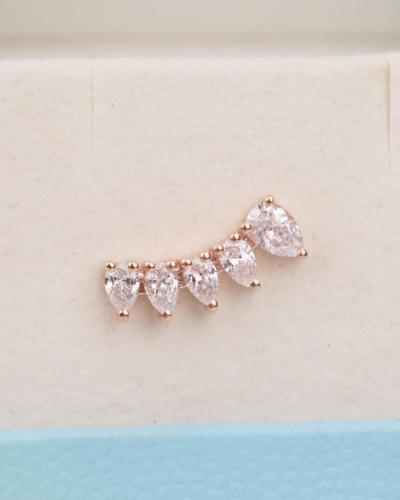 Pear Cut Moissanite Cluster Earrings Women, 14k Solid Gold Earrings, Wedding Jewelry image #8