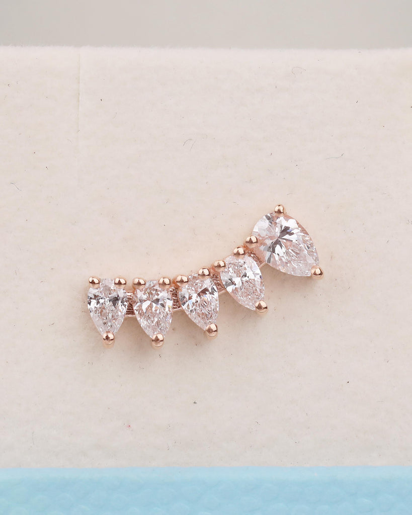 Pear Cut Moissanite Cluster Earrings Women, 14k Solid Gold Earrings, Wedding Jewelry image #3