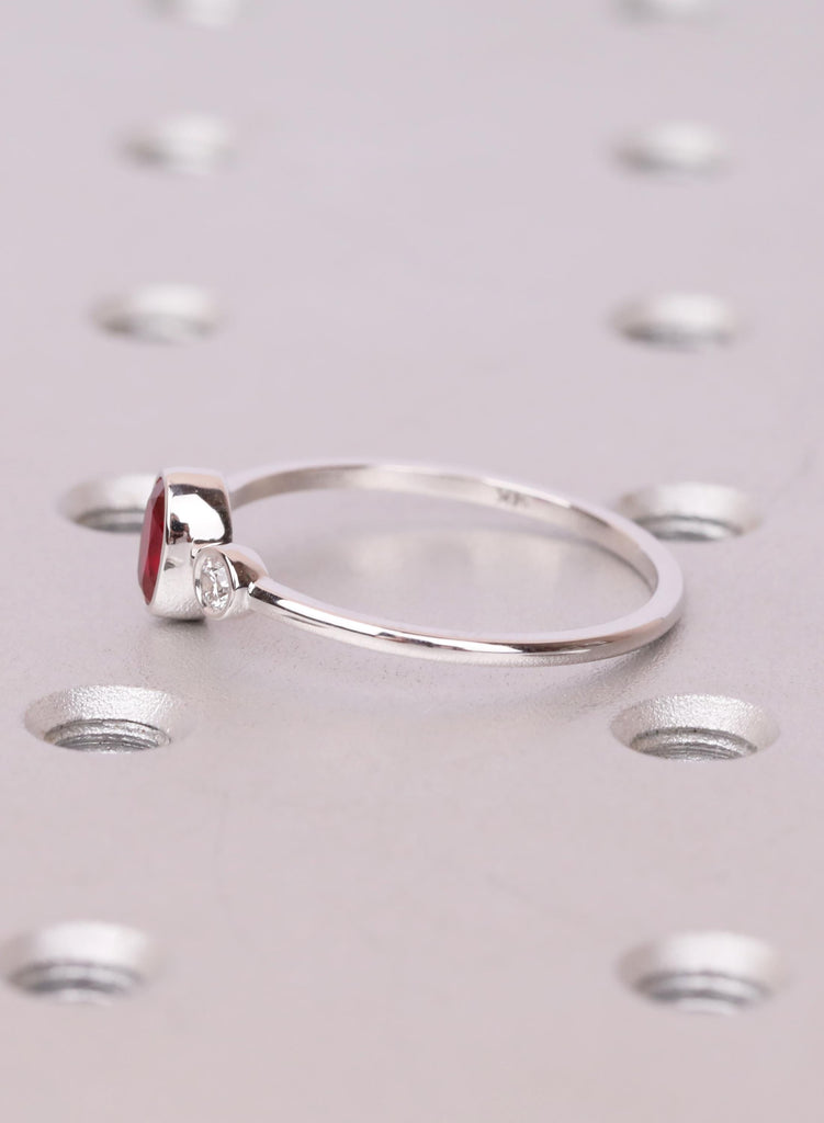 Oval Ruby Ring, Bezel Set Lab Ruby Ring, Oval Three Stone Engagement Ring, July Birthstone Promise Ring, Dainty Engagement Ring, Bridal Gift image #11