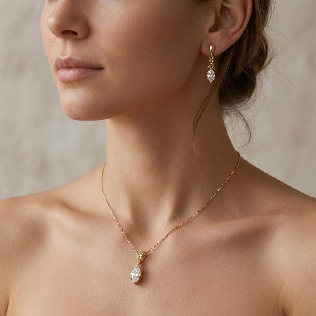 1-4ct Moissanite Solitaire Women Necklace | Victorian Style Pendant | Yellow Gold Chain Necklace for Girlfriend image #4