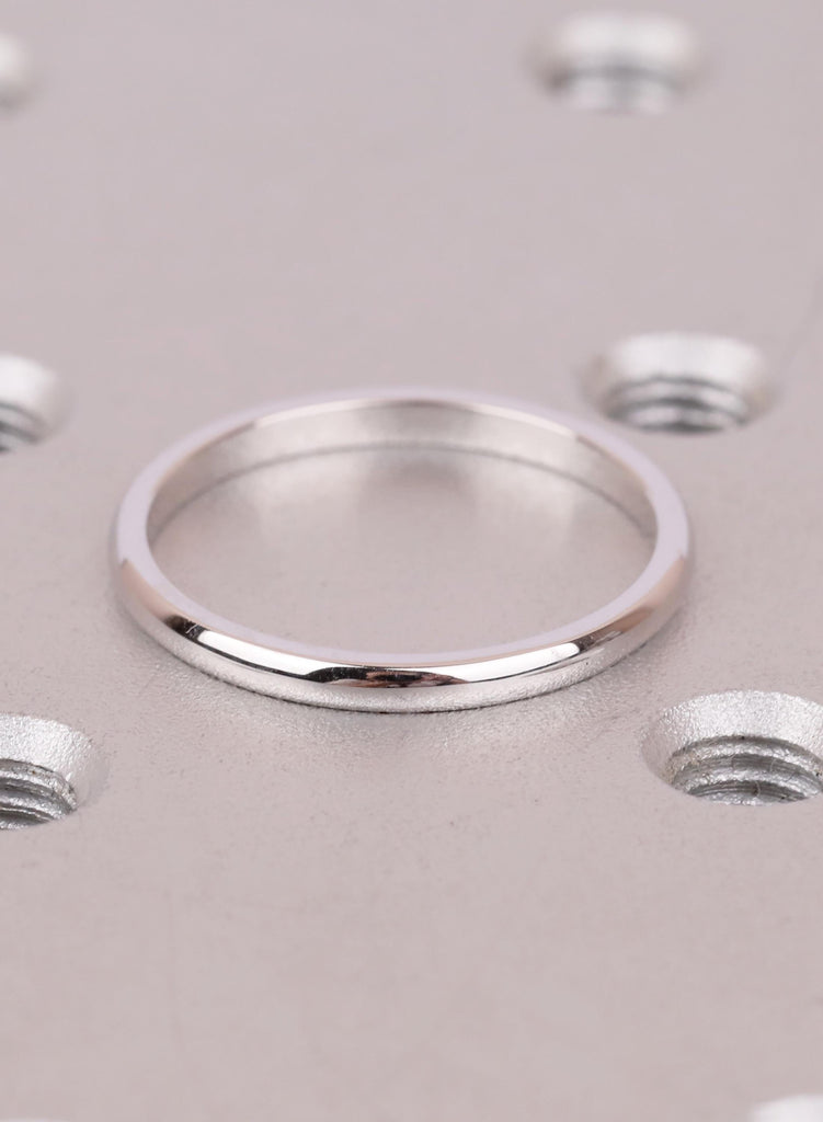 Men's 14k White Gold Wedding Band 2mm, Domed Gold Ring for Men, Thin Plain Anniversary Band, Minimalist Dainty Promise Ring image #10