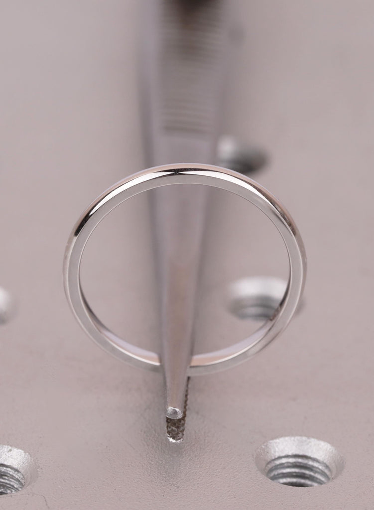 Men's 14k White Gold Wedding Band 2mm, Domed Gold Ring for Men, Thin Plain Anniversary Band, Minimalist Dainty Promise Ring image #7
