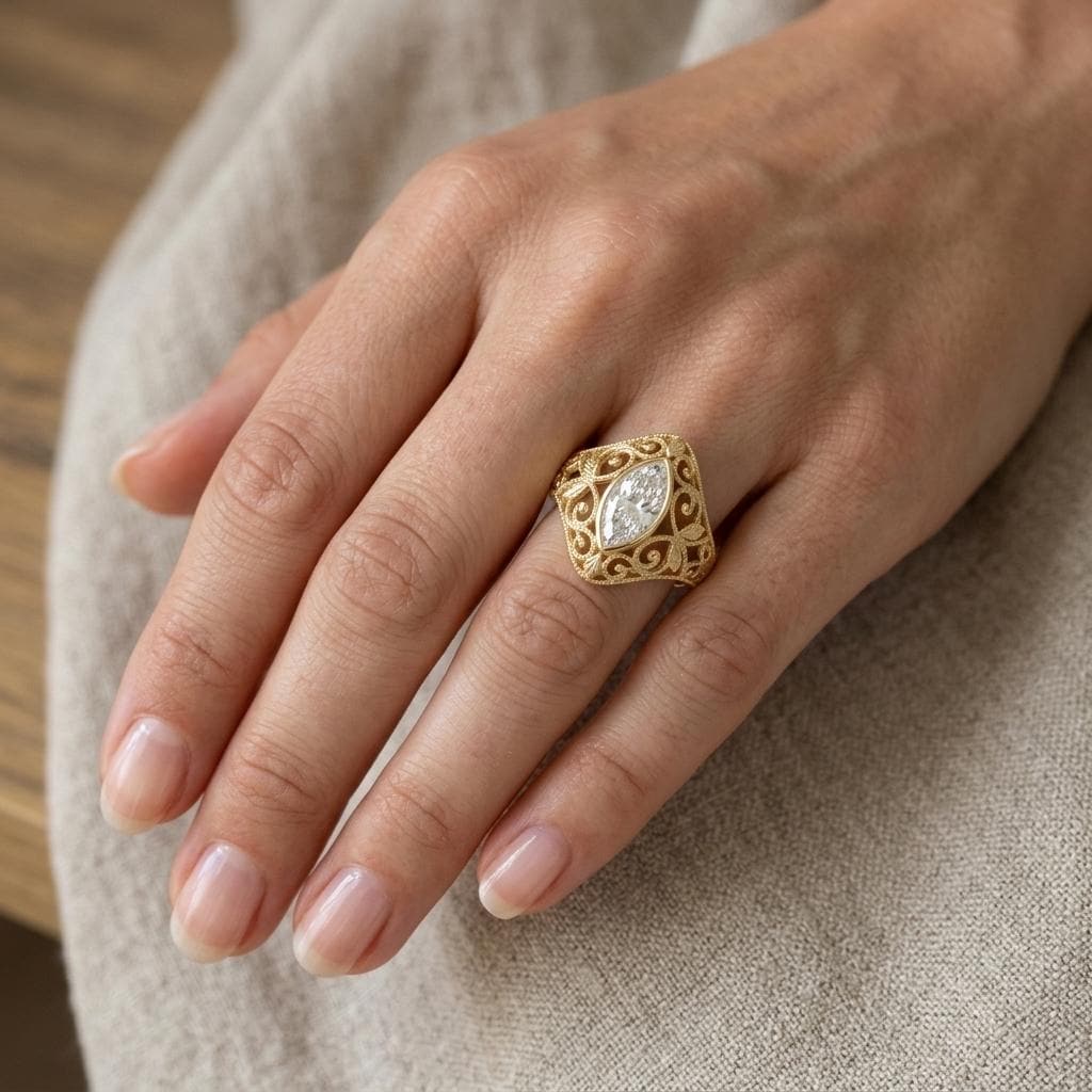 Heirloom Marquise Moissanite Engagement Ring