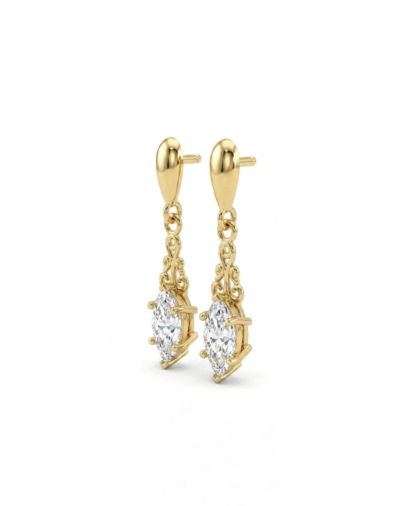 14k Solid Gold Moissanite Earring Set, Wedding Jewelry