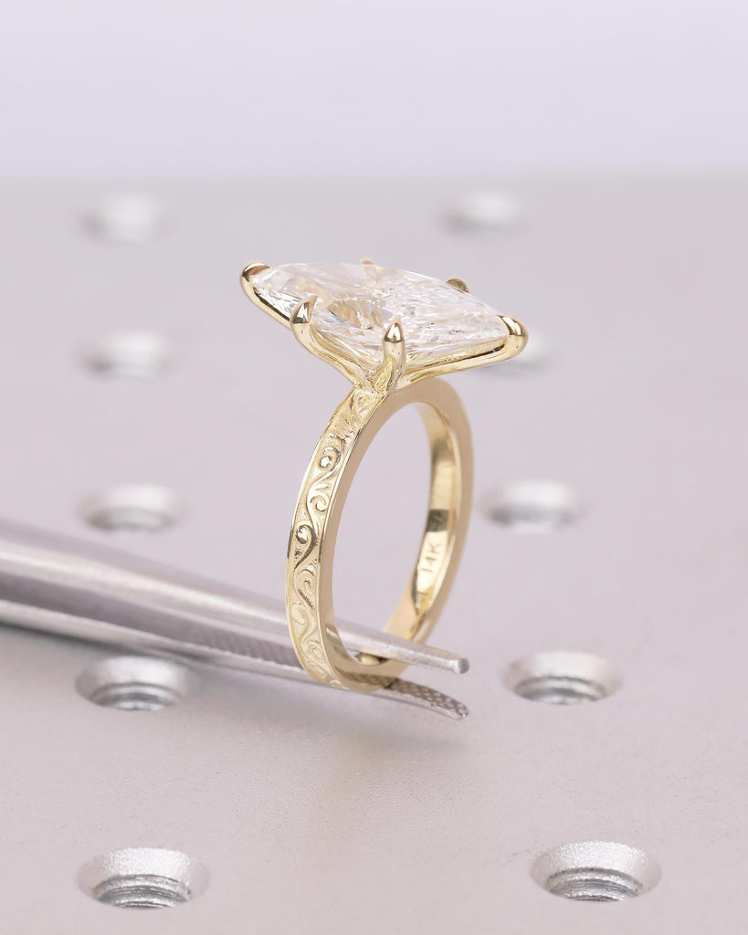 Marquise Lab Grown Diamond Engagement Ring, Art Deco 14k Solid Gold Filigree Ring image #12