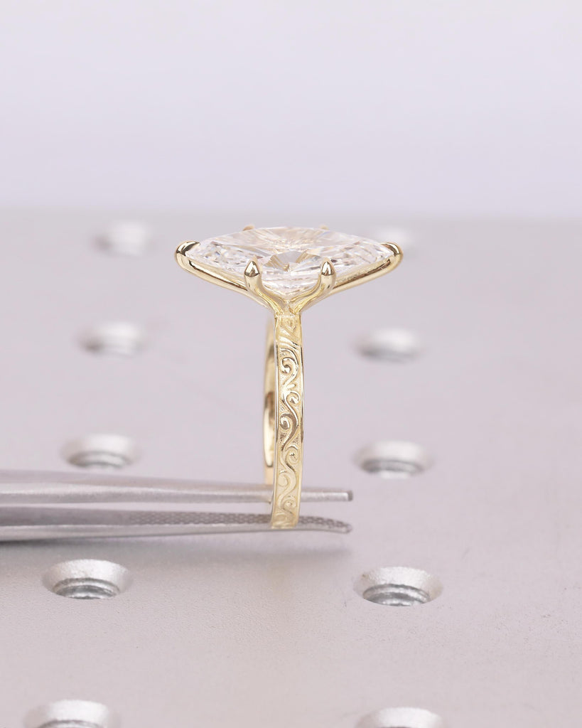 Marquise Lab Grown Diamond Engagement Ring, Art Deco 14k Solid Gold Filigree Ring image #18