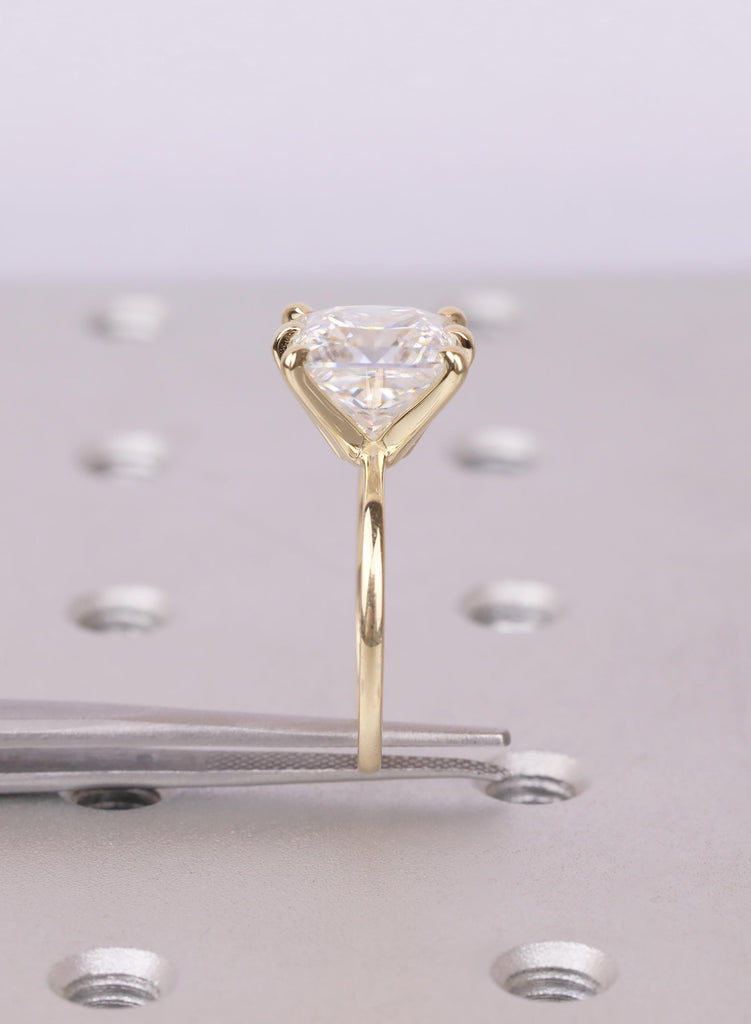 Princess Cut Moissanite Solitaire Engagement Ring, 14K Yellow Gold Bridal Jewelry image #9