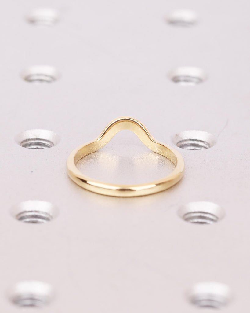 14K Solid Gold Curved Wedding Band | Minimalist Stackable Ring | U Shape Contour Ring | Simple Wedding Band | Women's Wedding Ring image #4