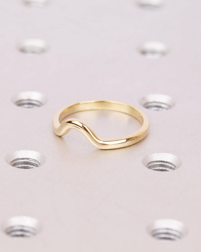 Curved Wedding Band, Minimalist Wedding Ring, Dainty Wedding Band, Stackable Ring, Platinum or Solid Gold Matching Ring, Gifts for Her image #4