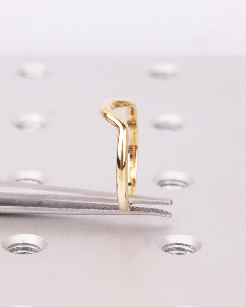 Curved Wedding Band, Minimalist Wedding Ring, Dainty Wedding Band, Stackable Ring, Platinum or Solid Gold Matching Ring, Gifts for Her image #8