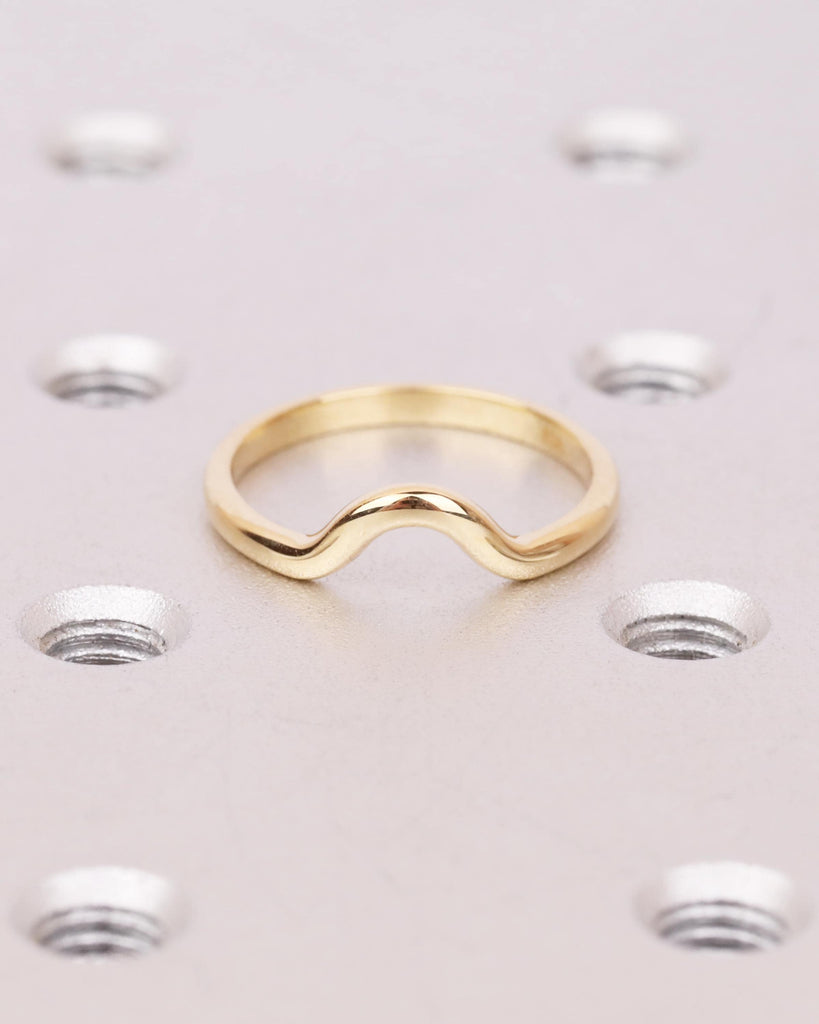 Curved Wedding Band, Minimalist Wedding Ring, Dainty Wedding Band, Stackable Ring, Platinum or Solid Gold Matching Ring, Gifts for Her image #3
