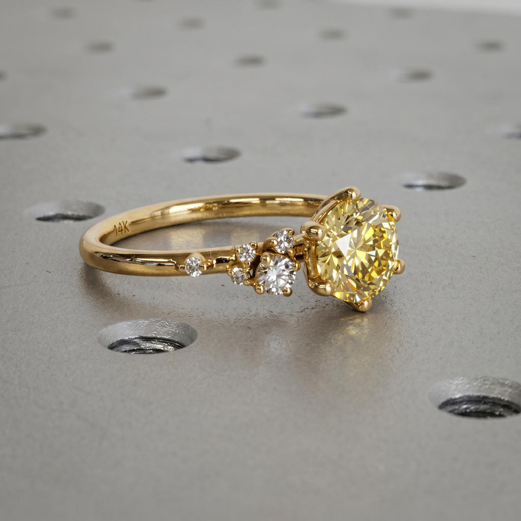 Fancy Yellow Diamond Wedding Ring for Women | Art Deco Custom Engagement Ring | Solid Gold or Platinum High End Bridal Jewelry image #5