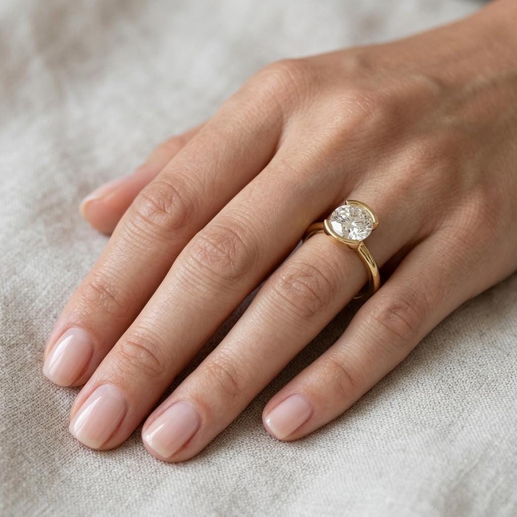14k Yellow Gold Round Diamond Promise Ring for Her | Classic Solitaire Ring Bridal Jewelry | Wedding Anniversary Gift image #1