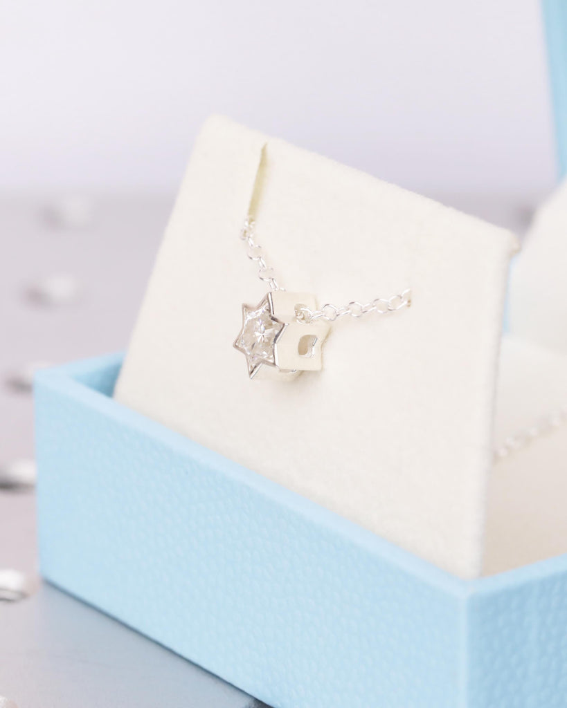 14k Solid Gold Star of David Necklace, 0.5ct Lab Diamond Solitaire, Sterling Silver Magen David, Tiny Star Necklace, Dainty Jewish Pendant image #5