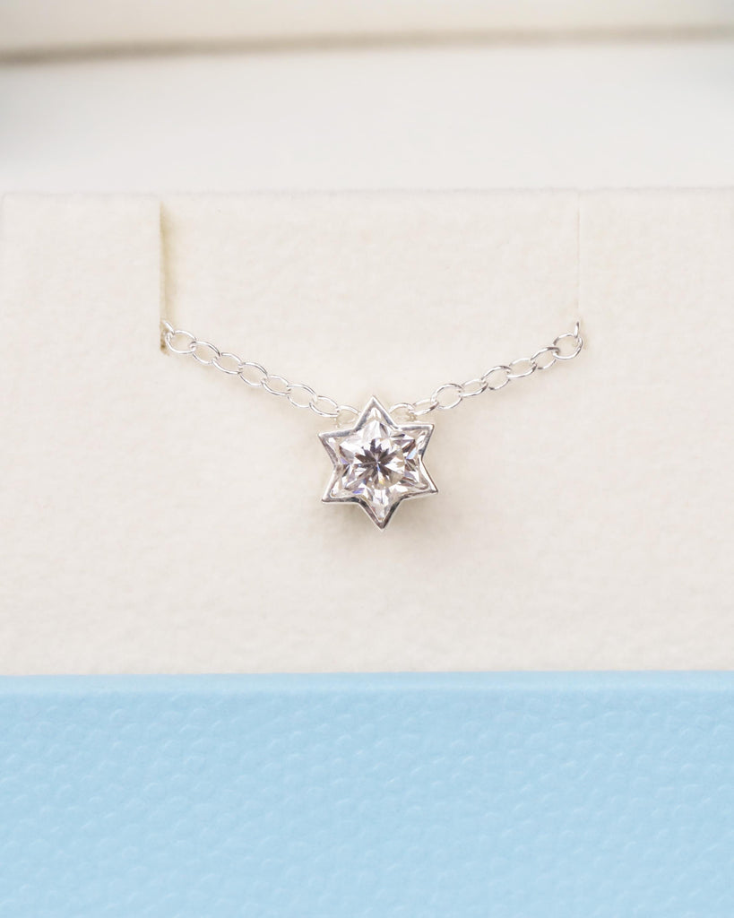 Star of David Necklace, 0.5ct Lab Diamond Jewish Star Necklace, Solid 14K Gold or Sterling Silver Magen David, Minimalist Jewish Star Charm image #3
