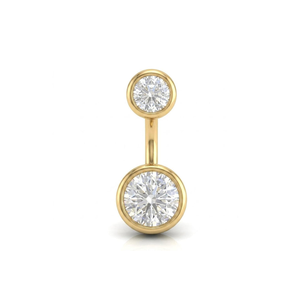 Diamond Belly Button Piercing Jewelry | Solid Gold Belly Ring | Round Bezel set Lab Grown Diamond Navel Ring | Birthday Gift for Her