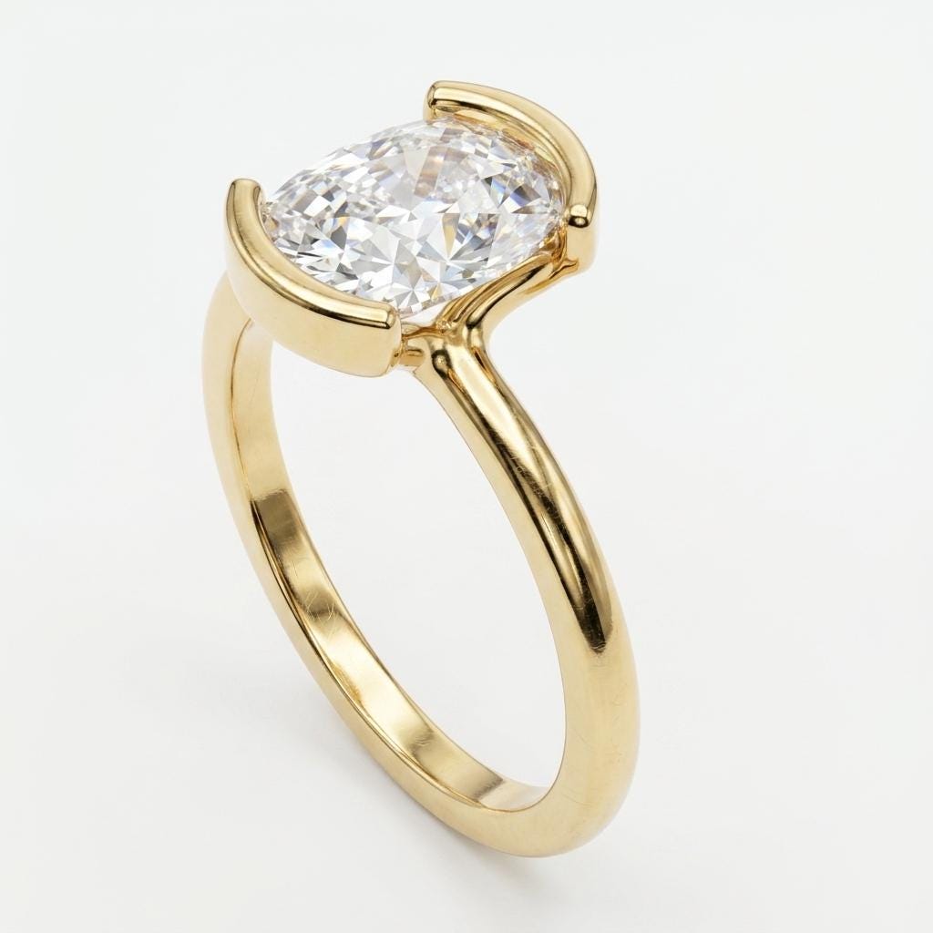 14k Yellow Gold Lab Created Diamond Promise Ring for Her | Classic Long Cushion cut Solitaire Ring Bridal Jewelry | Wedding Anniversary Gift image #3