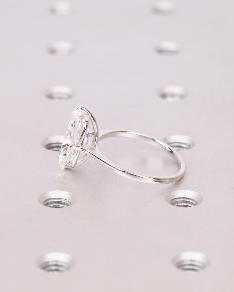 Elongated Cushion Cut Solitaire Engagement Ring, Lab Grown Diamond Ring, Minimalist 4-Prong Cathedral Set Promise Ring, 14k Gold Bridal Ring image #6