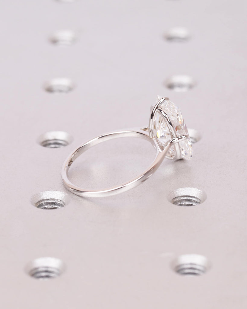 Elongated Cushion Cut Solitaire Engagement Ring, Lab Grown Diamond Ring, Minimalist 4-Prong Cathedral Set Promise Ring, 14k Gold Bridal Ring image #5