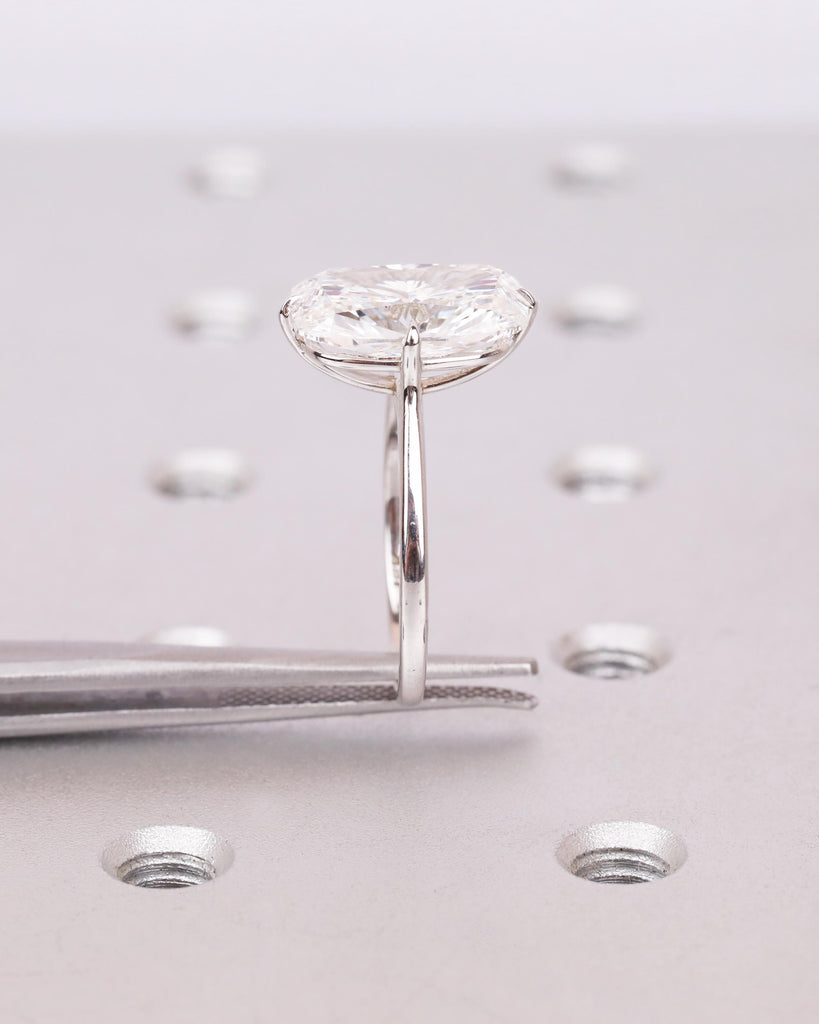 Elongated Cushion Cut Solitaire Engagement Ring, Lab Grown Diamond Ring, Minimalist 4-Prong Cathedral Set Promise Ring, 14k Gold Bridal Ring image #10