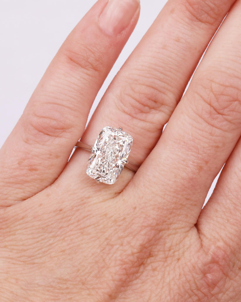 Elongated Cushion Cut Solitaire Engagement Ring, Lab Grown Diamond Ring, Minimalist 4-Prong Cathedral Set Promise Ring, 14k Gold Bridal Ring image #2
