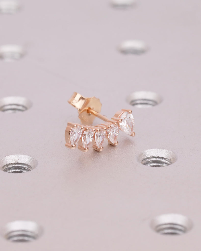 Pear Cut Moissanite Cluster Earrings Women, 14k Solid Gold Earrings, Wedding Jewelry image #9