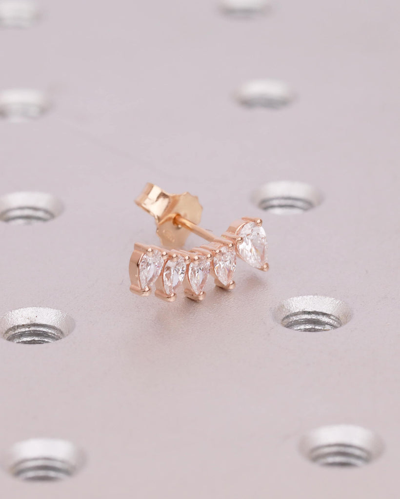 14k Rose Gold Moissanite Earrings, Pear Shaped Everyday Handmade Earrings, Push Back Hypoallergenic Earrings for women, Bridal Jewelry image #9