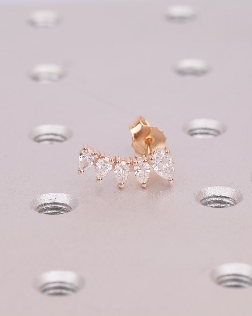 Pear Cut Moissanite Cluster Earrings Women, 14k Solid Gold Earrings, Wedding Jewelry image #14