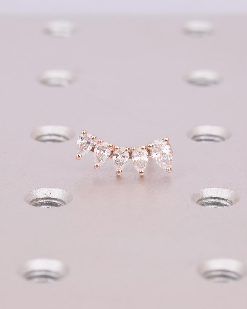 14k Rose Gold Earring, Pear Cut Natural Diamond Earrings for Wedding, Bridal Jewelry image #12