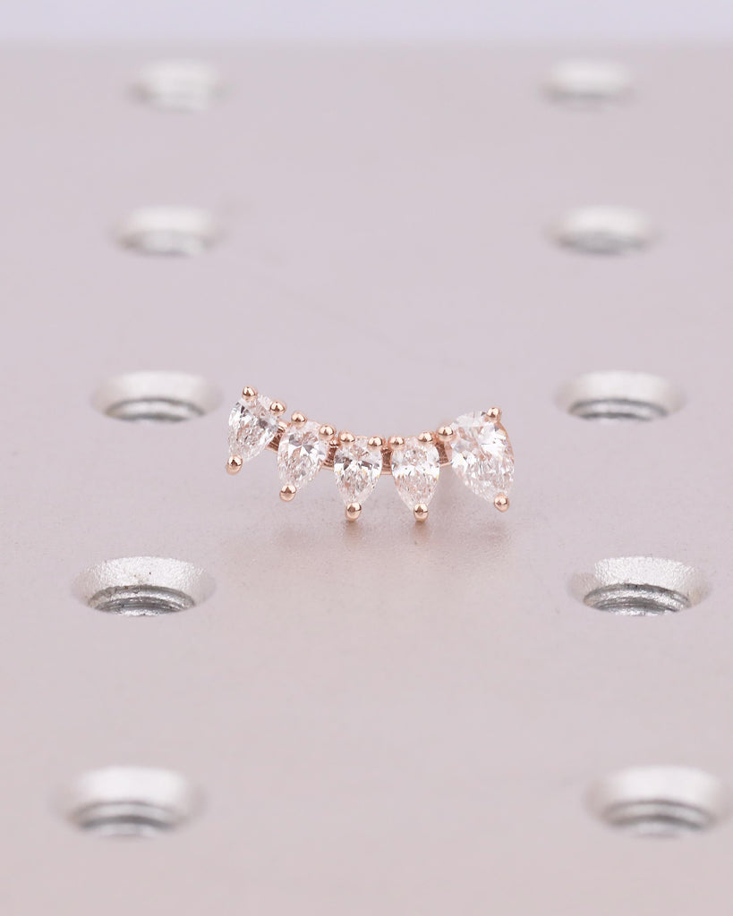 Pear Cut Moissanite Cluster Earrings Women, 14k Solid Gold Earrings, Wedding Jewelry image #16