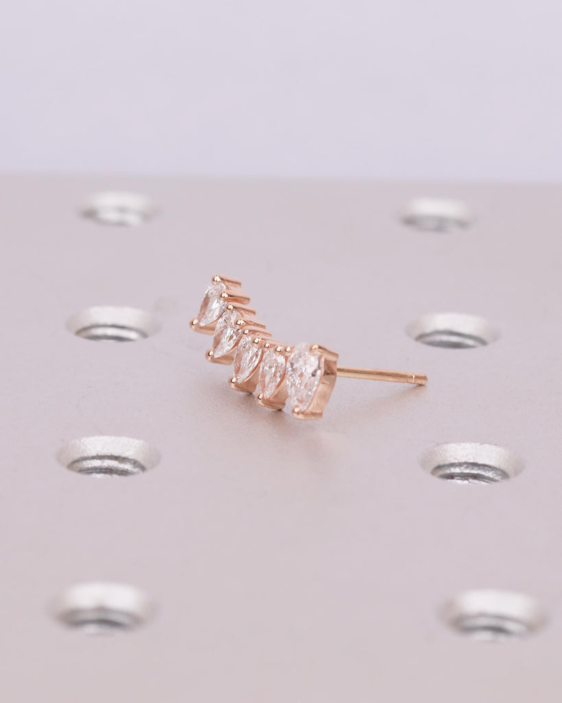 Pear Cut Moissanite Cluster Earrings Women, 14k Solid Gold Earrings, Wedding Jewelry image #18