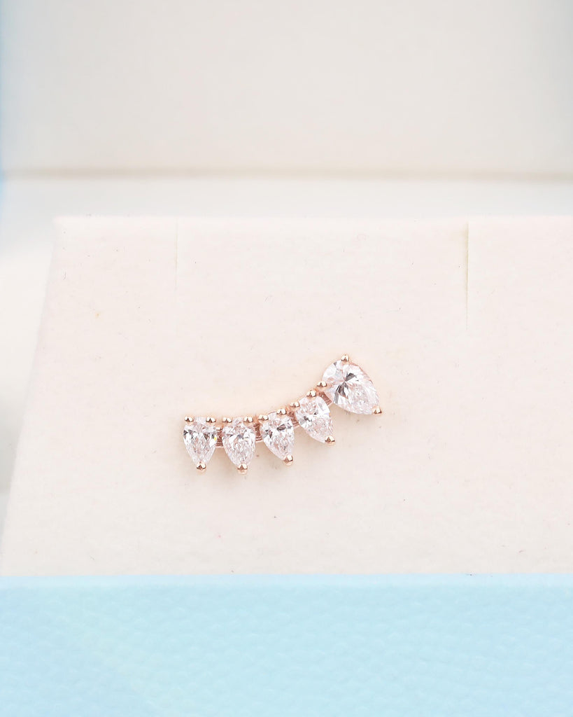 Pear Cut Moissanite Cluster Earrings Women, 14k Solid Gold Earrings, Wedding Jewelry image #11